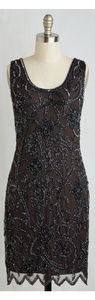 Gray vintage style dress with silver sequins